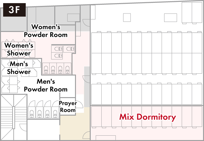 Mixed dormitory floor