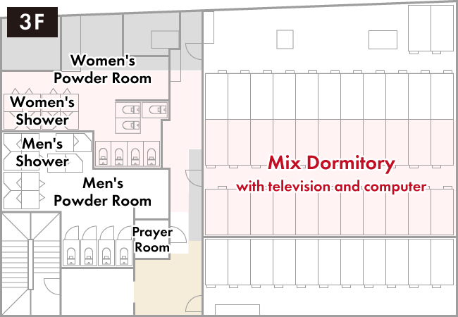 Mixed Dormitory - room with television and computer floor