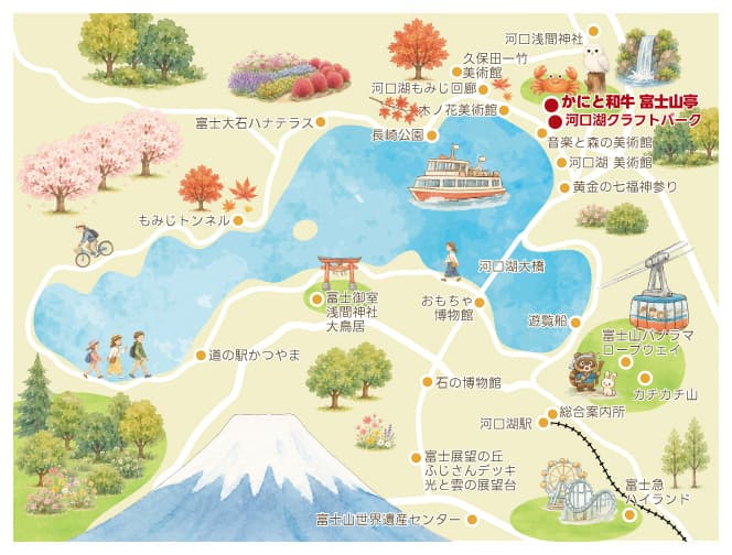 河口湖周辺観光マップ