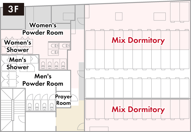 Mixed dormitory floor