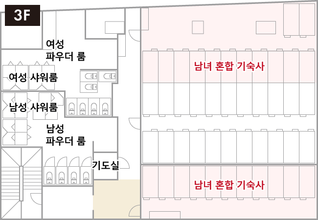 남녀 혼합 기숙사 플로어 다이어그램